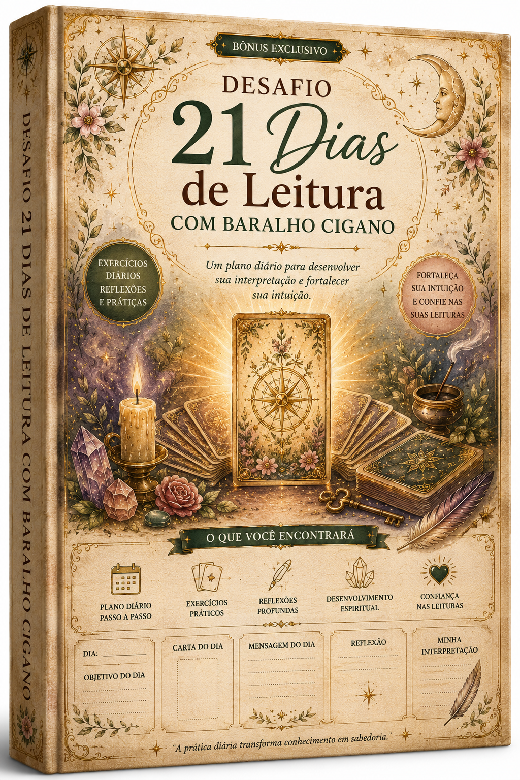 Mockup do bônus 21 Dias de Leitura com Baralho Cigano
