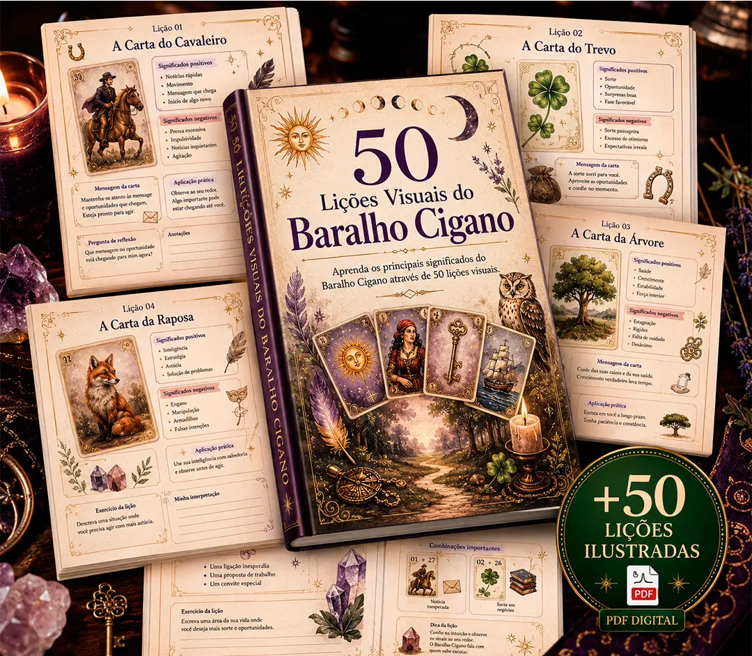 Mockup do produto 50 Lições Visuais do Baralho Cigano